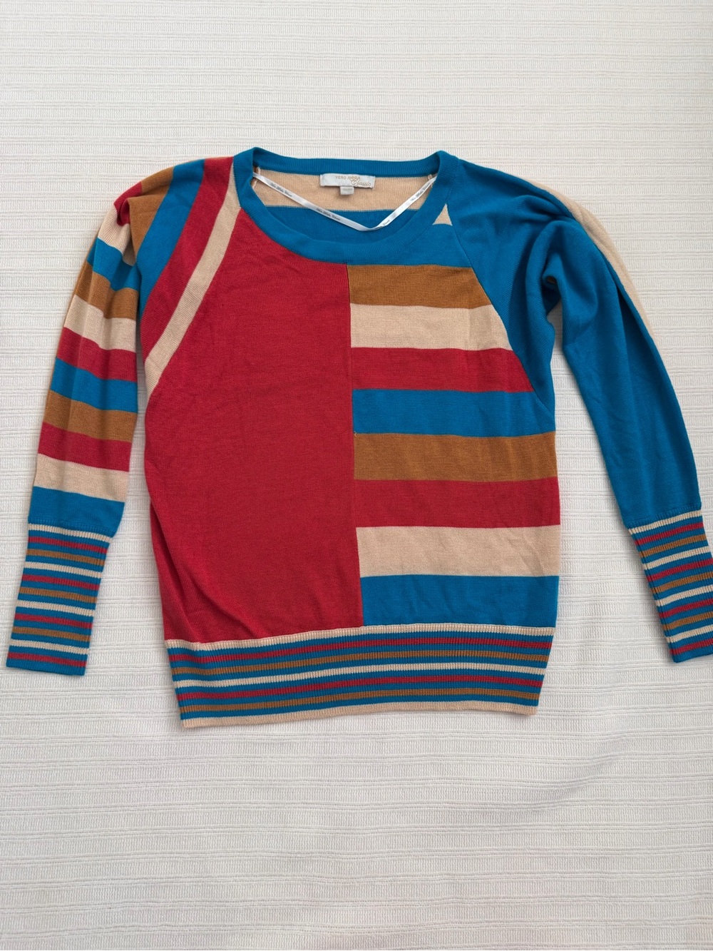 Vero Moda Classic Colorblock Striped Sweater Wool Blend Retro Small 160/80A